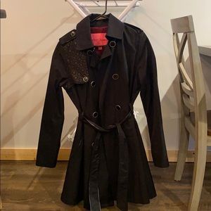 Black double breasted trench coat